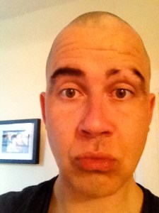 man showing half eyebrow